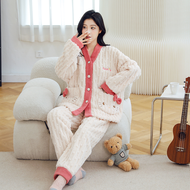 【可爱猫套装】2023秋冬保暖女甜美减龄可爱宽松时尚休闲家居服套装