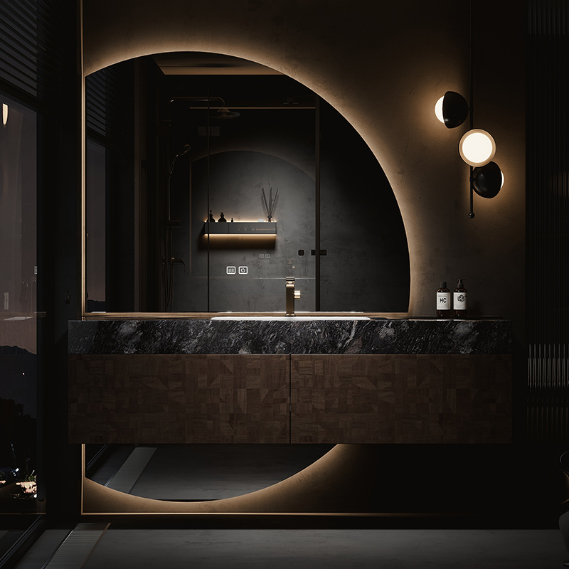 福艺斯酒店法式浴室柜组合岩板洗脸盆洗手台HC001卫生间洗脸盆