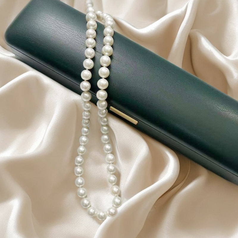 (特选)9-10正圆无暇镜面光淡水无核珍珠项链极强光高光高亮长链