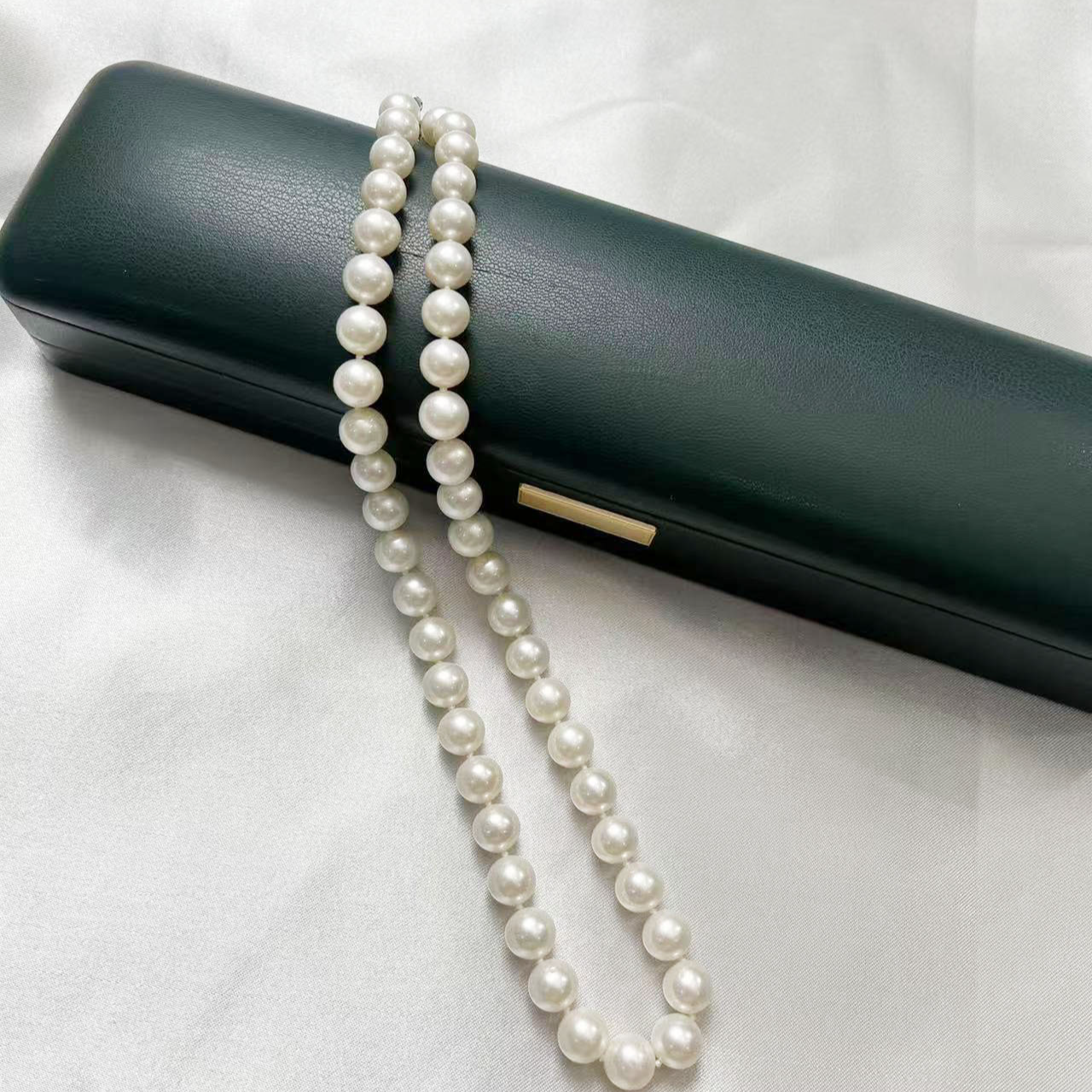 (精选)9-10正圆细微瑕极光冷白淡水无核珍珠项链满串长链高光高亮