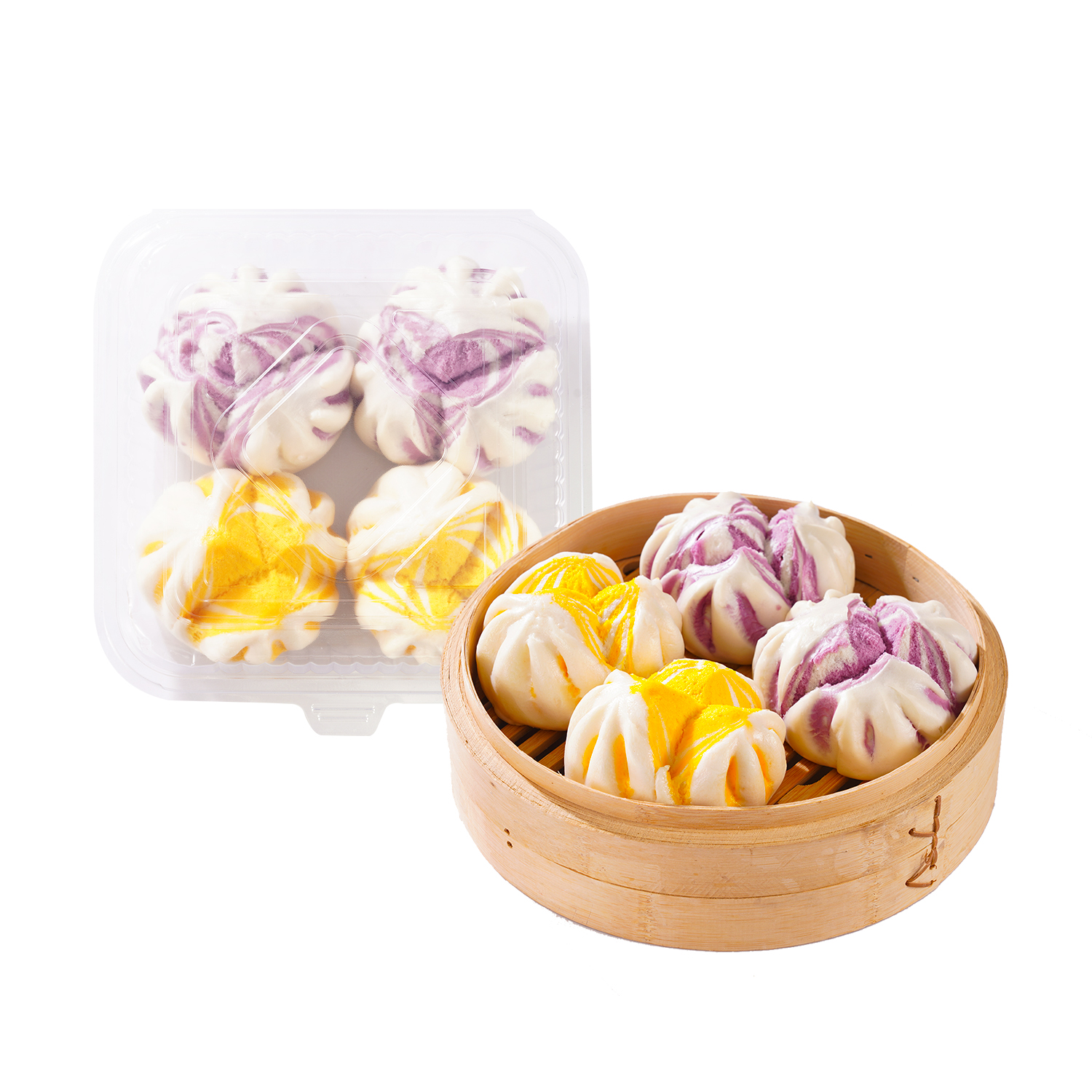 开花馒头双拼 4个（紫薯口味2个 南瓜口味2个） 沃尔玛小时达 同城配送馒头同城送