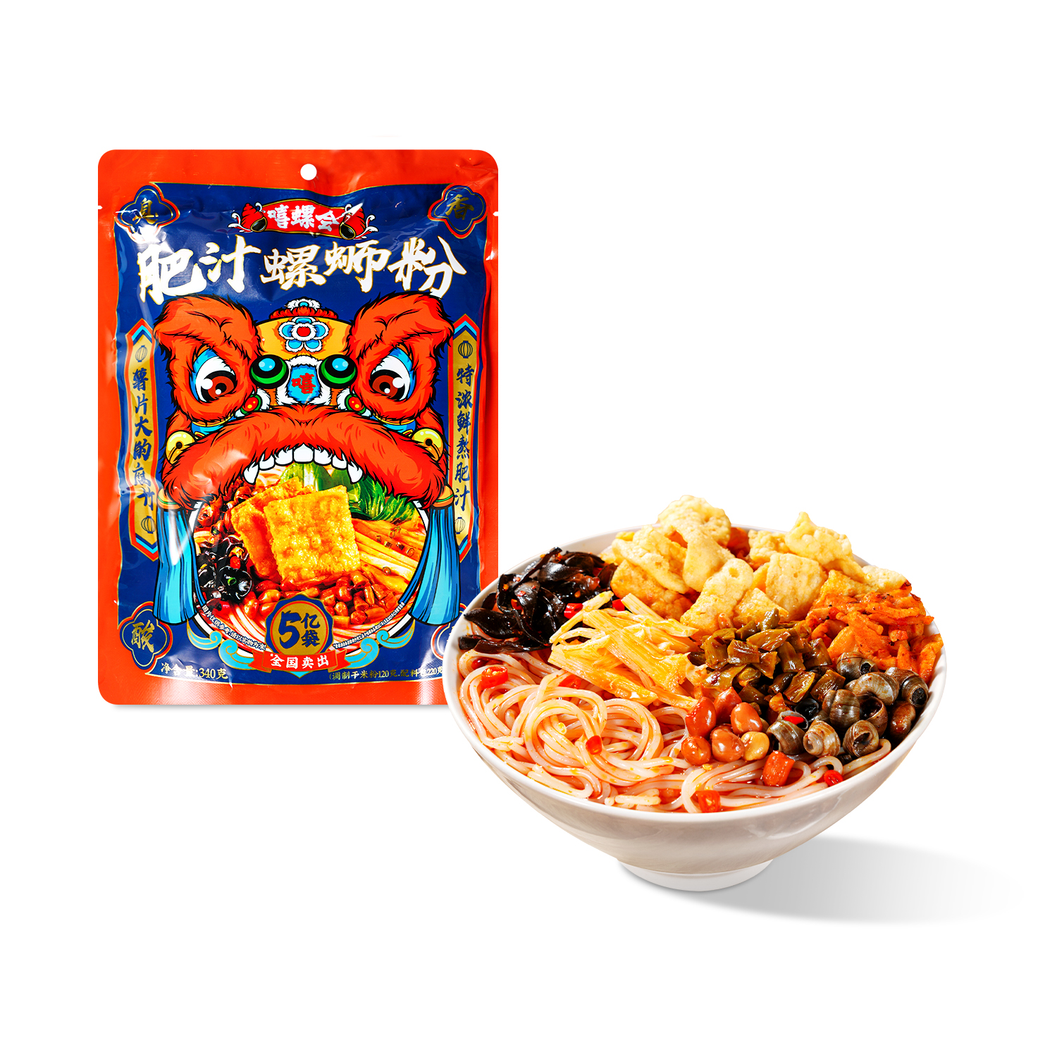 嘻螺会 肥汁螺蛳粉 340g 特浓肥汁劲道米粉速食宵夜 沃尔玛小时达 同城配送