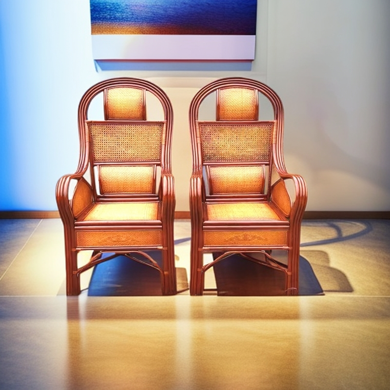 天然真藤休闲家用阳台室内办公椅休闲椅麻将椅办公椅天然真藤藤椅