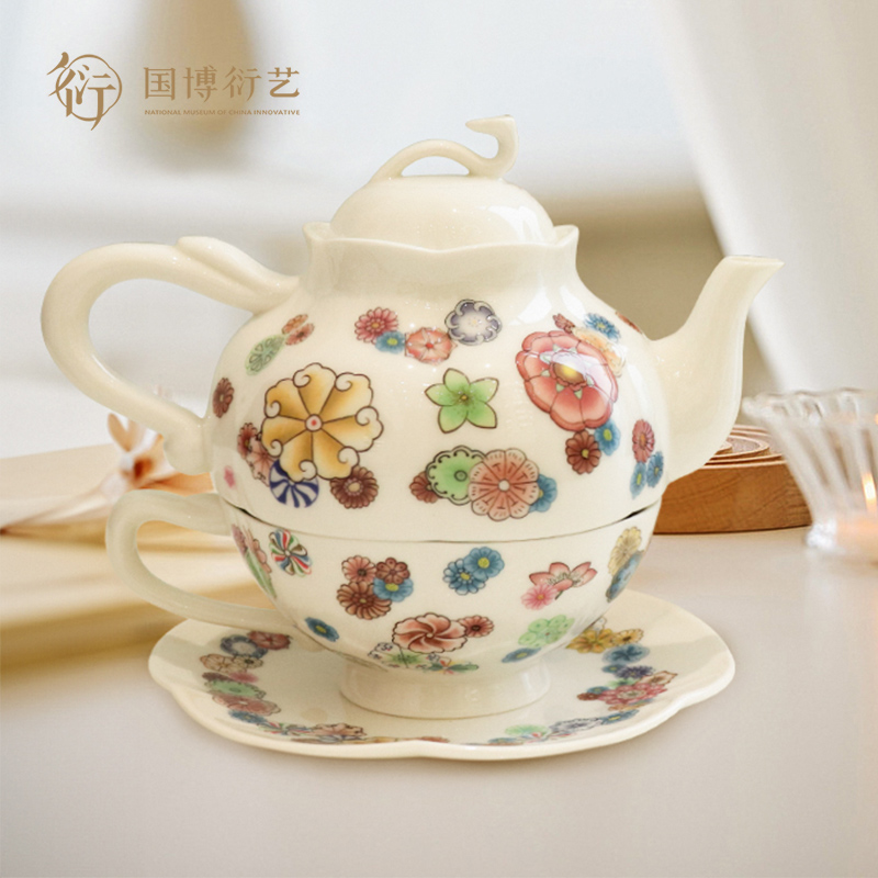中国国家博物馆如花似锦茶具套装茶杯餐具实用国风生日送长辈礼物