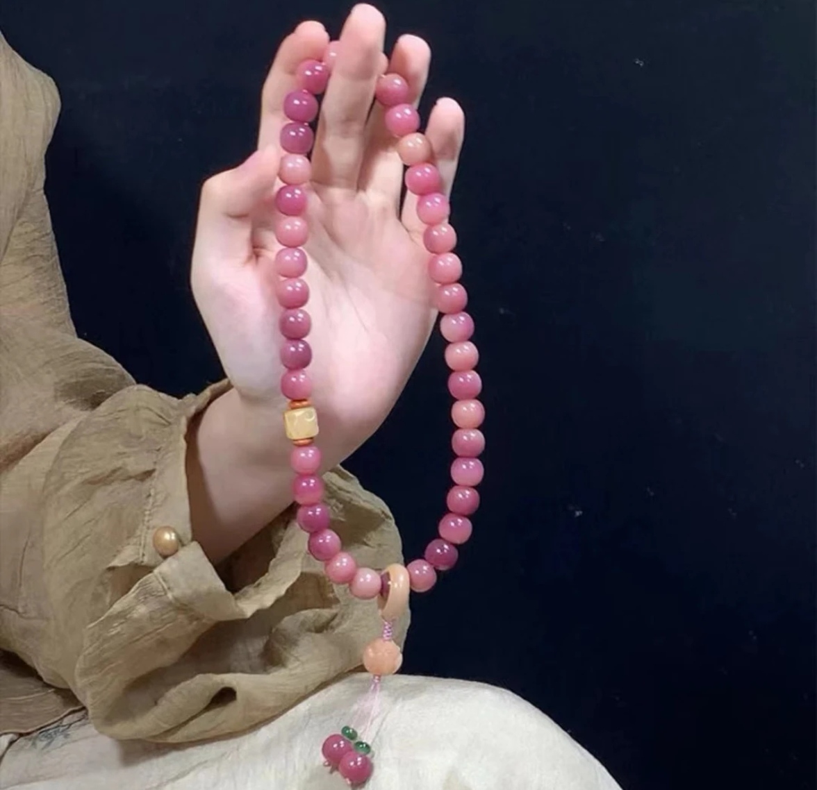 （有盘玩袋手套）乌梅子酱菩提双圈手串莲花奶酪精工菩提根文玩手持