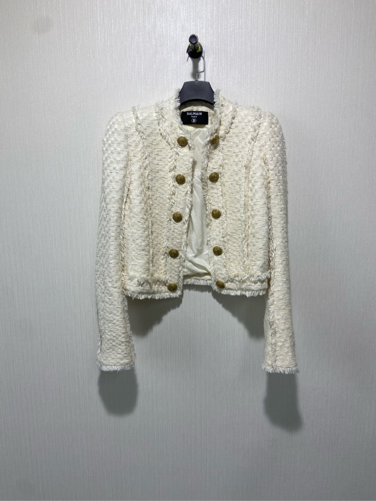 Balmain 巴尔曼 粗花呢流苏金扣外套 38码/99新/JM6082