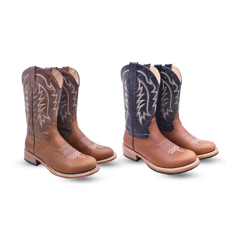 西部马靴骑士中筒马鞋固特异沿条工艺骑士西部牛仔马靴男