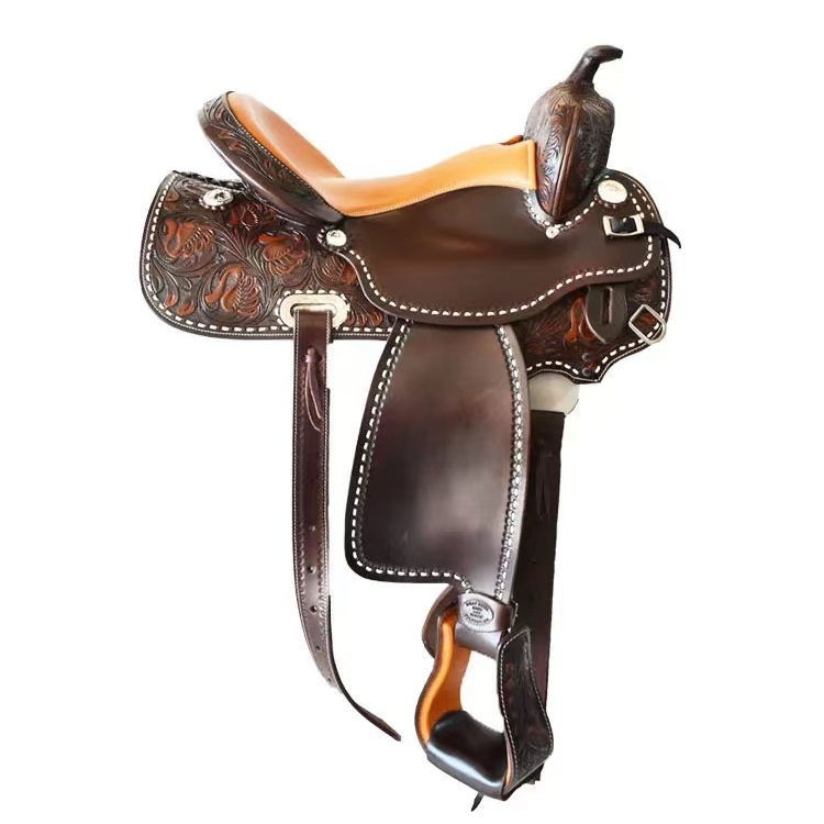 西部鞍黄座面软皮全皮马鞍扭曲马镫野崎马鞍马