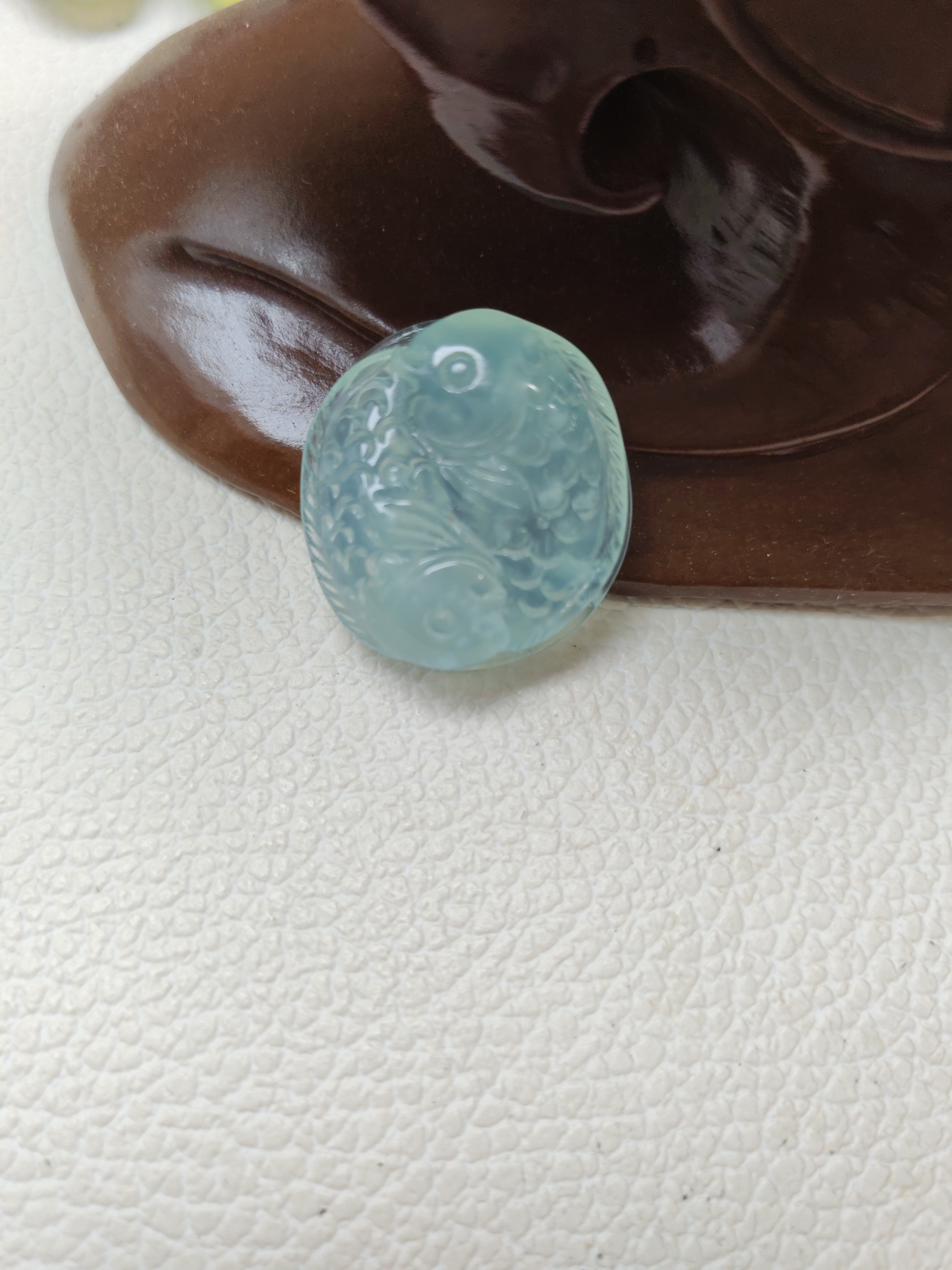 天然岫玉挂件天青冻篮冰料