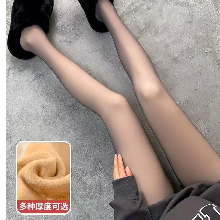 加绒黑色丝袜光腿神器女秋冬裸感加厚黑透肤单层假透肉打底连裤袜