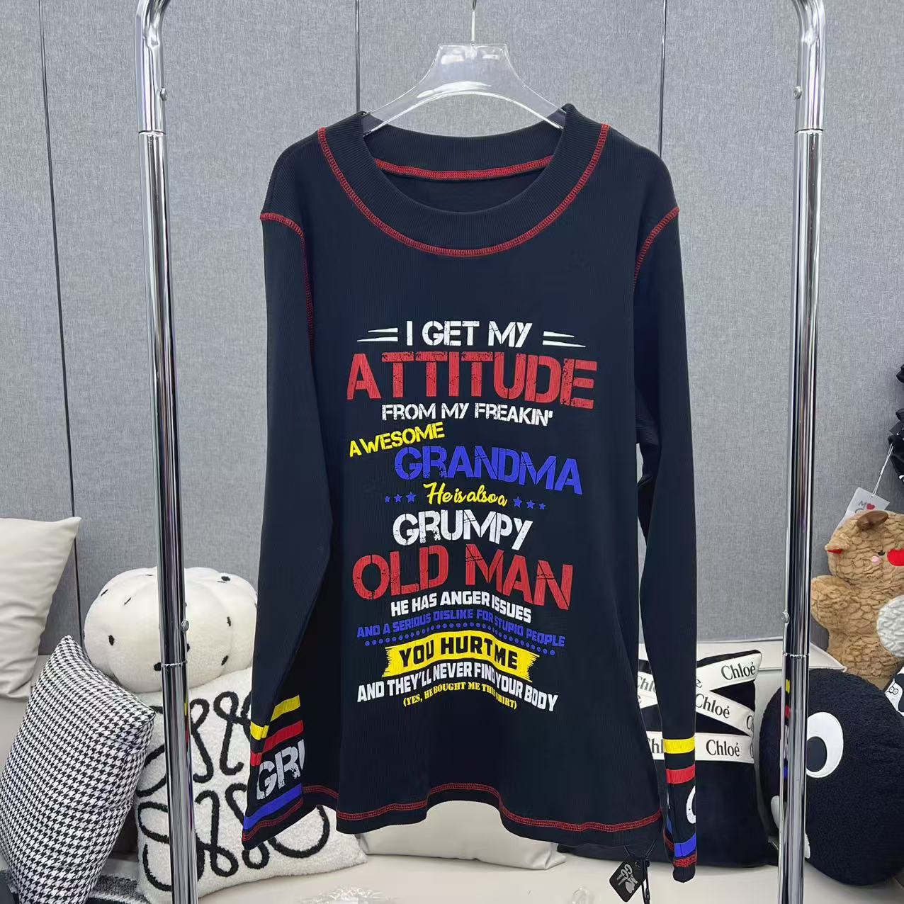  【娜娜推荐】L266652潮牌设计师时尚简约字母圆领长袖卫衣