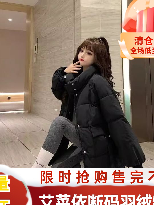 艾菜依慵懒风韩系休闲羽绒服女2023冬季立领加厚防寒保暖小众面包