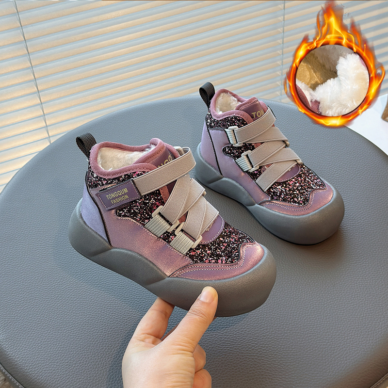 3-12岁儿童短靴4冬季加绒大棉雪地5靴洋气女童冬靴6男童靴子软底7