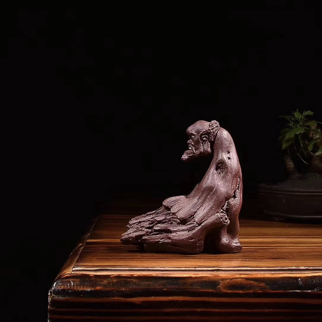 紫砂达摩香插款 纯手工制作