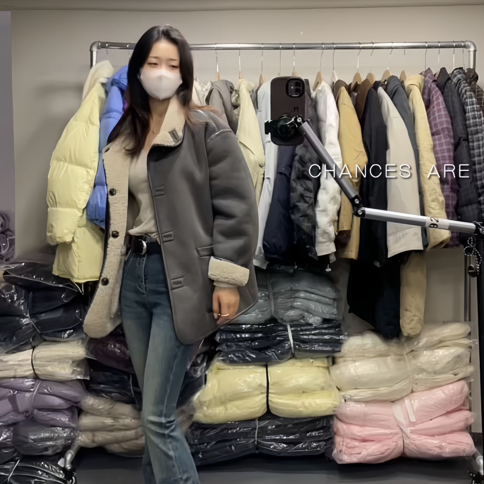 [子系女装]2024新款韩系立领皮毛一体双面穿休闲外套女秋冬时尚