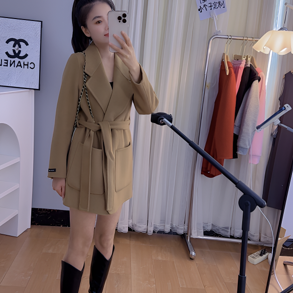 【丫吖专属】双面呢大衣女小个子百搭中长款毛呢外套202#