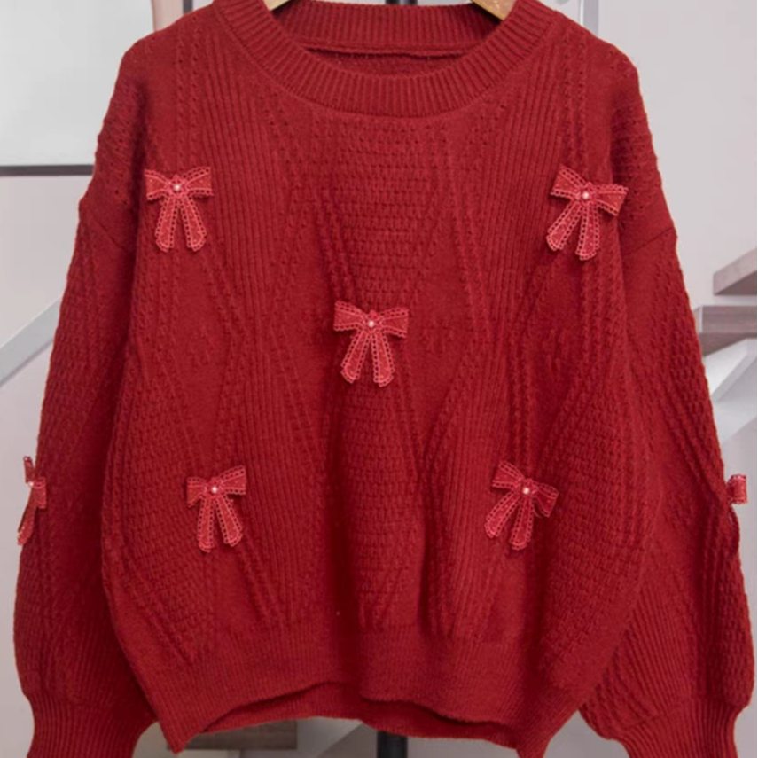 【眉山火狐狸】C52307时尚百搭宽松圆领秋冬套头针织衫