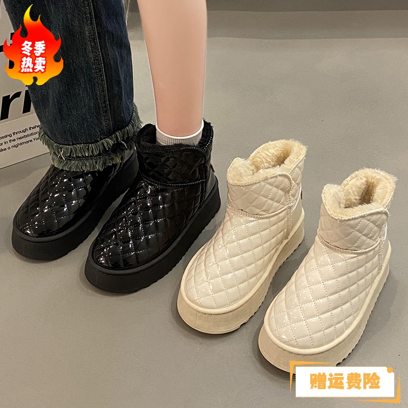 红蜻蜓牌厚底雪地靴女2023年新款冬季防水防滑加绒加厚洋气保暖棉