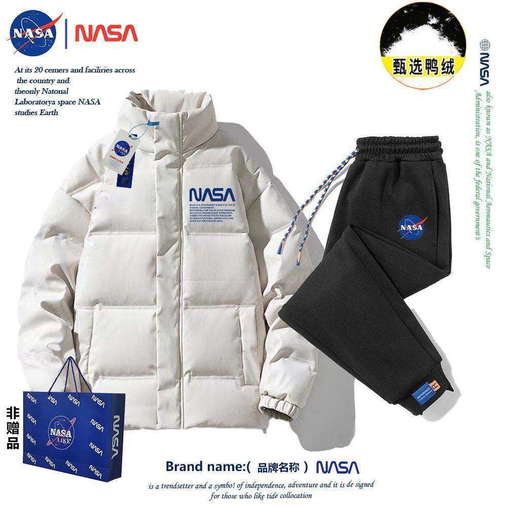 NASA联名百搭棉服外套保暖加厚男女款搭配束脚裤套装两件装一张套