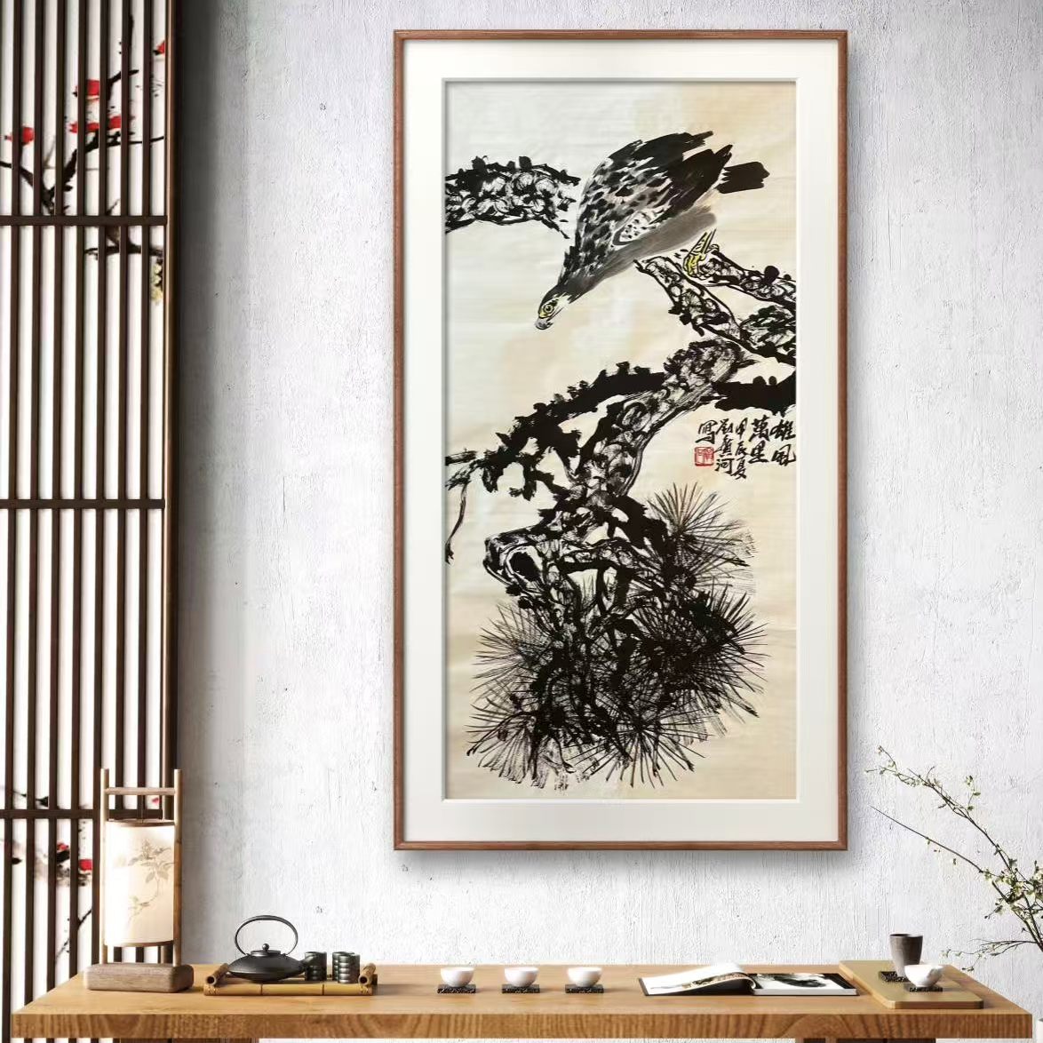 《雄风万里》纯手绘雄鹰图三尺国画书画字画挂画文玩探宝