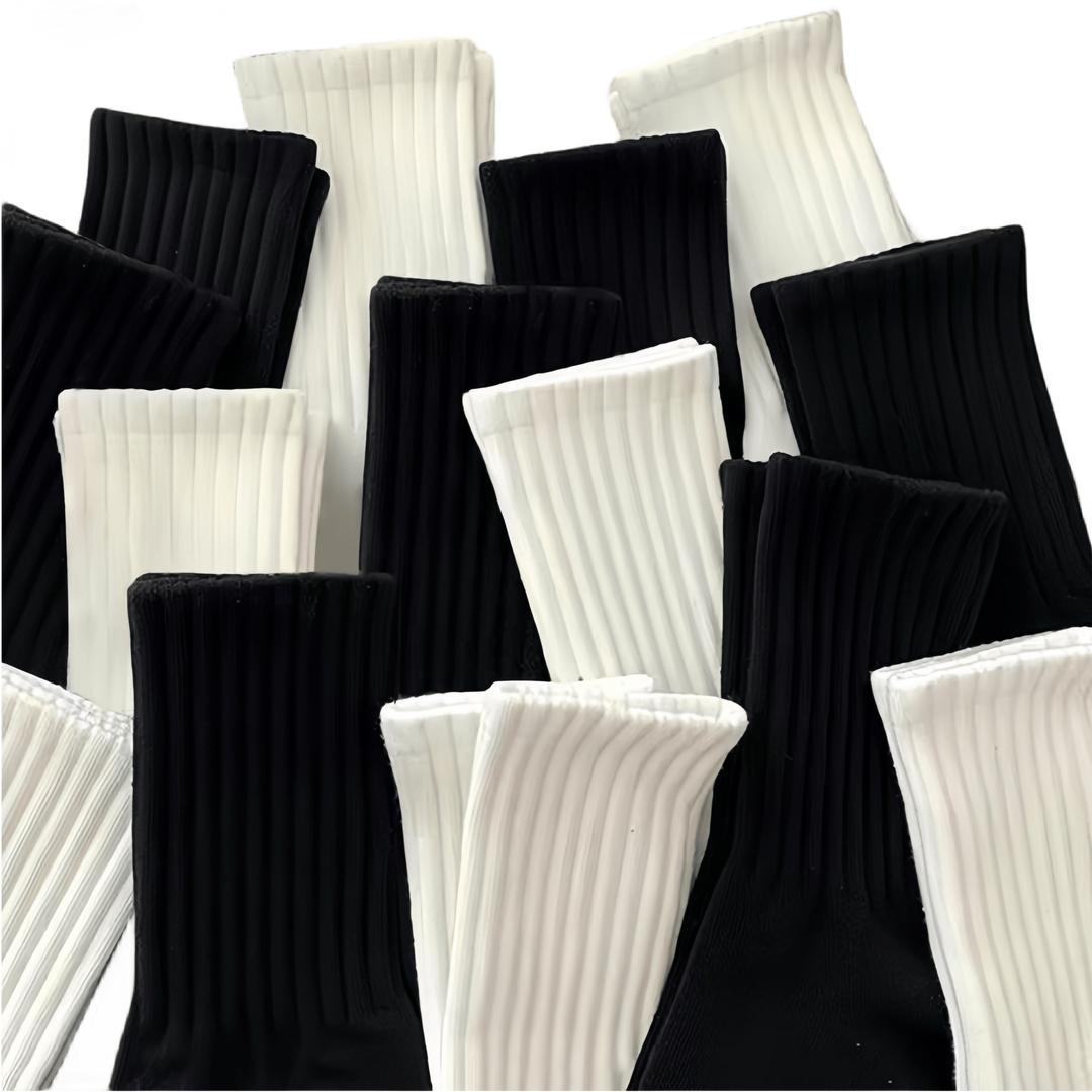 新人【2.9元5双】诸暨袜子男士春秋中筒袜黑白秋冬长袜百搭防臭吸