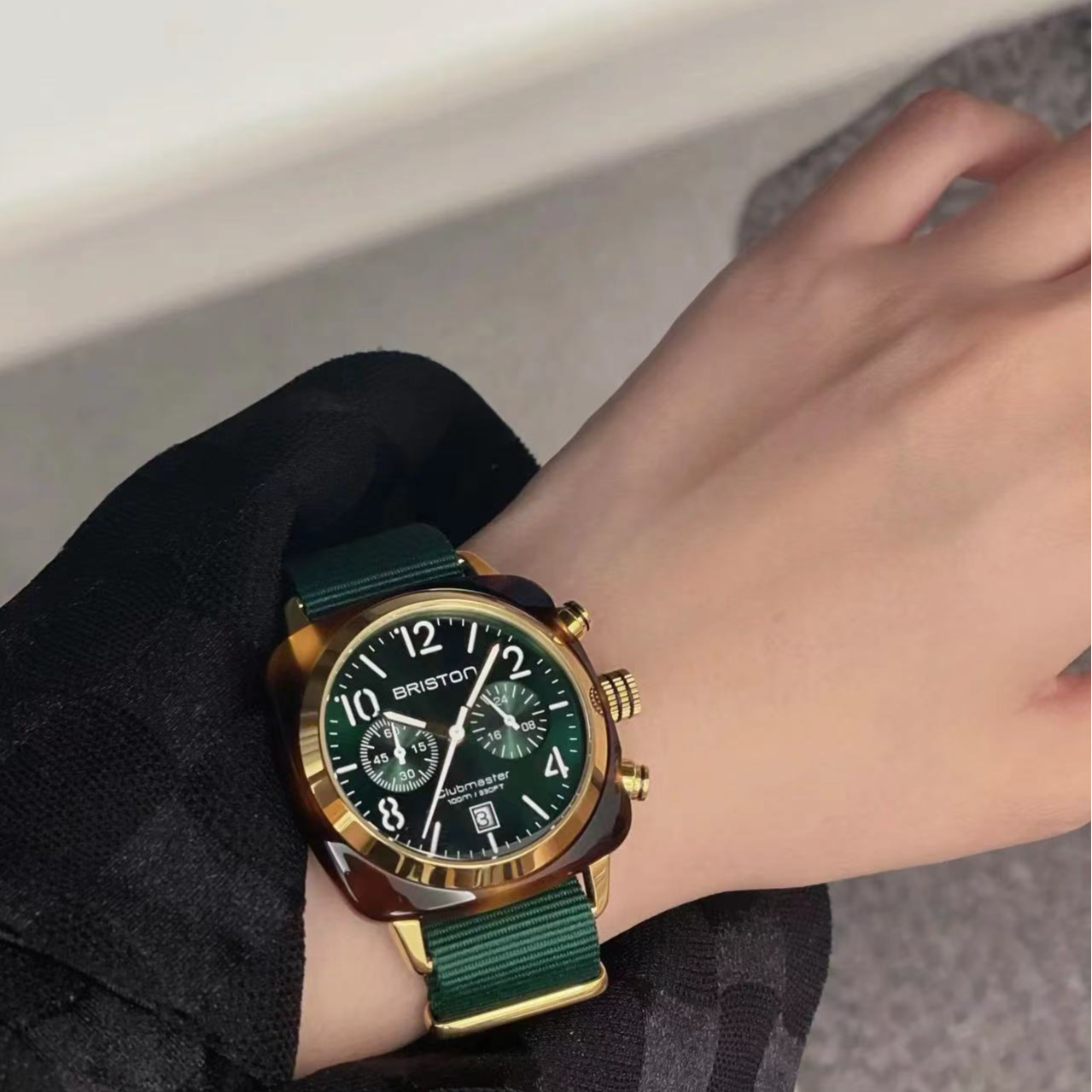 BRISTON布里斯顿 时尚百搭情侣石英腕表  直径40mm 绿色 H 尧