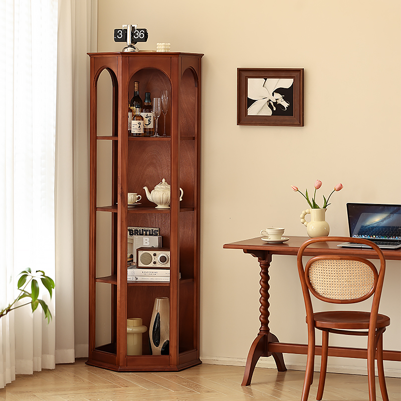 小万家具实木角柜客厅转角柜墙角柜复古置物柜卧室三角置物架