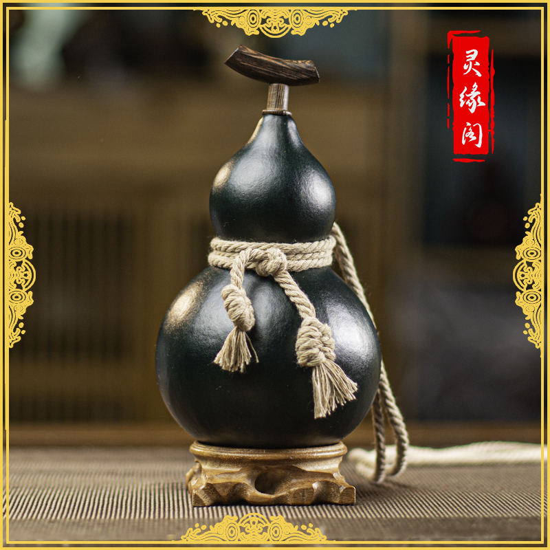 【~只此青绿02~】精品大漆酒葫芦仿古珍藏文玩福禄摆件纯天然手工