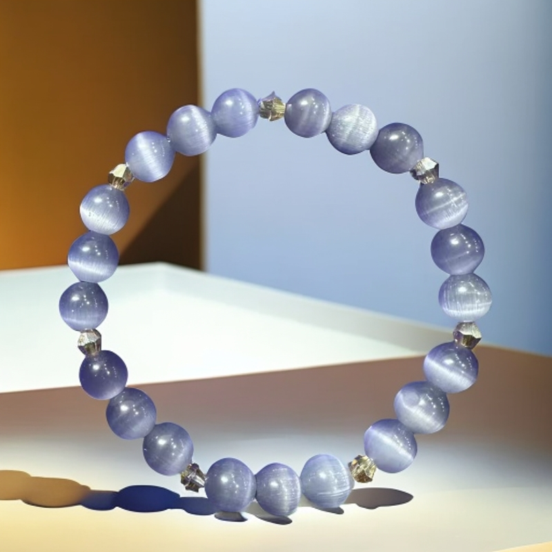 A33 紫色猫眼0.8cm圆珠手串