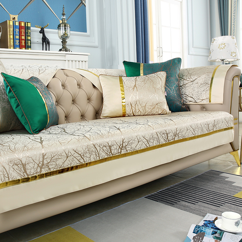 轻奢沙发垫现代简约新中式沙发套罩北欧风格防滑坐垫子靠背巾扶手