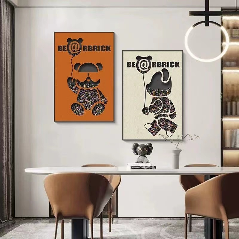 卡通客厅沙发背景墙装饰画轻奢卧室挂画两幅每幅4060