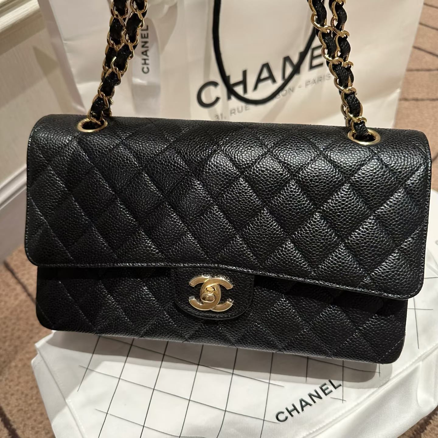 未使用 Chanel/香奈儿 香奈儿荔枝牛芯片中号cf23年