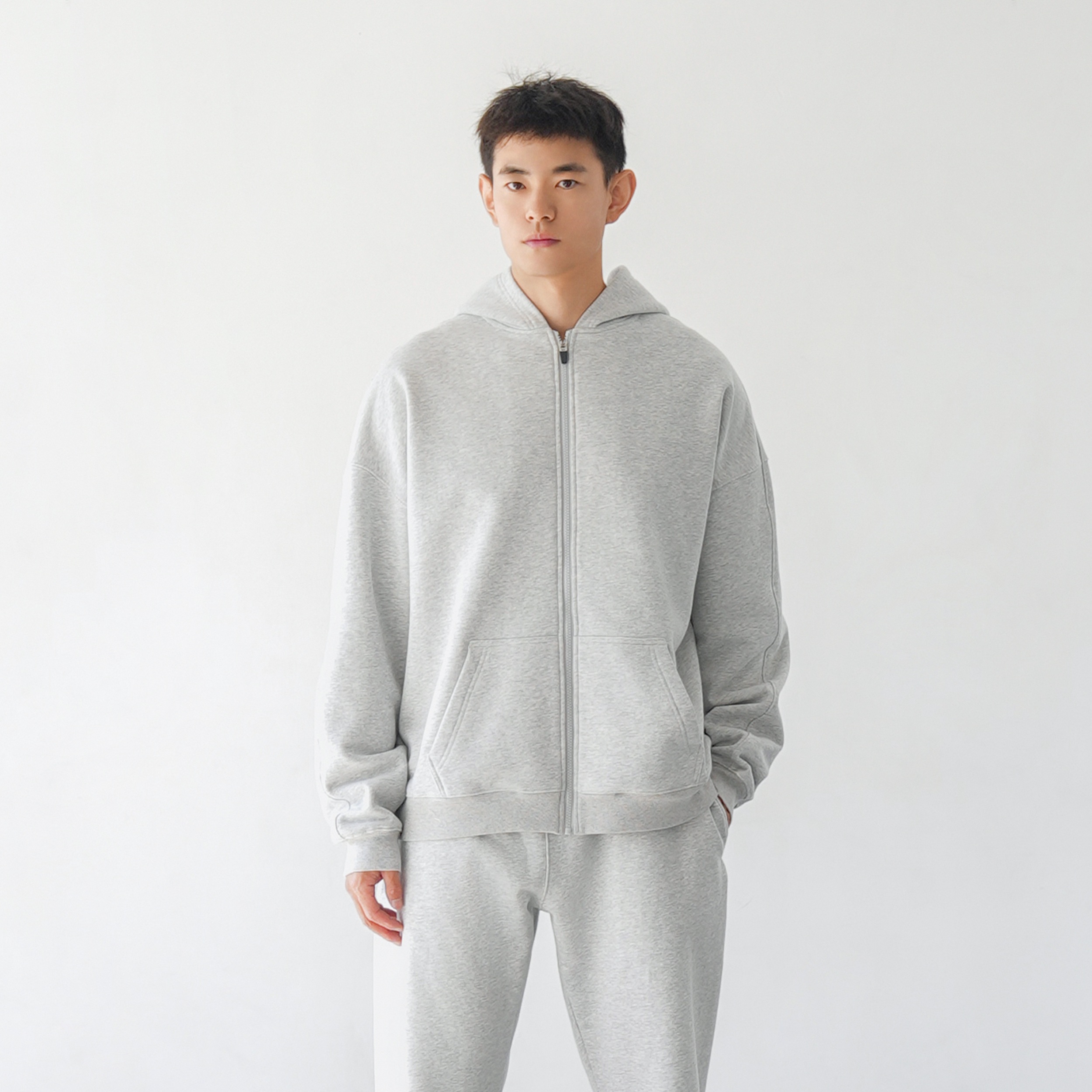 DRIOTOPIA秋冬新品磨毛毛圈全开拉链帽衫男运动休闲卫衣外套