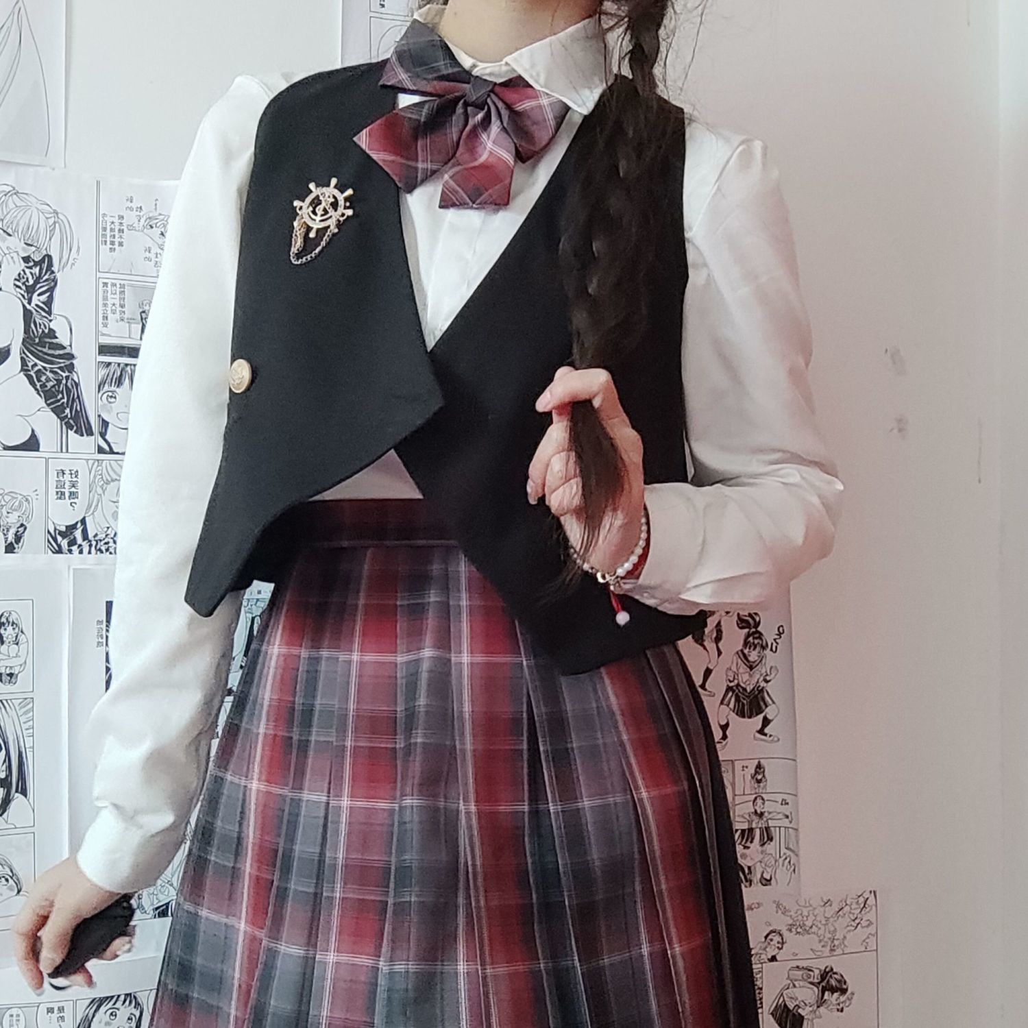 格格屋jk  【黛嫣】黑红格 腹黑款显白格裙jk制服日系学院风