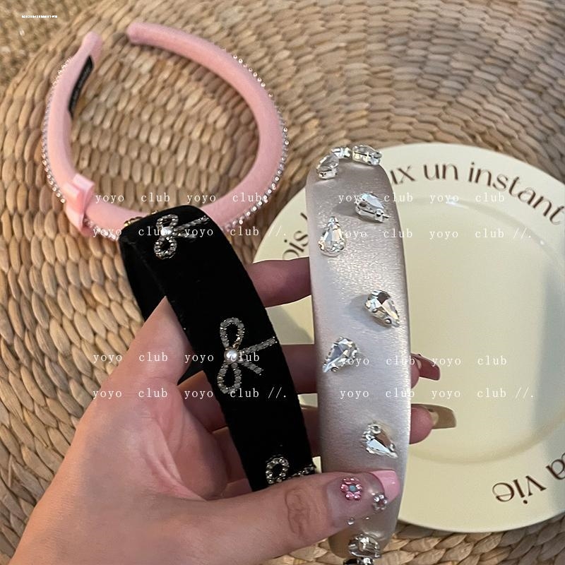 千禧风高颅顶蝴蝶结发箍法式水钻闪耀温柔气质日常女生日韩质感