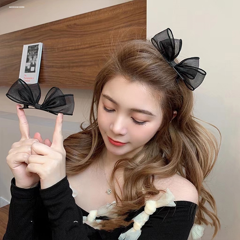 立体百搭可爱蝴蝶结蝴蝶结甜美鸭嘴美少女公主风边夹日韩韩式前额