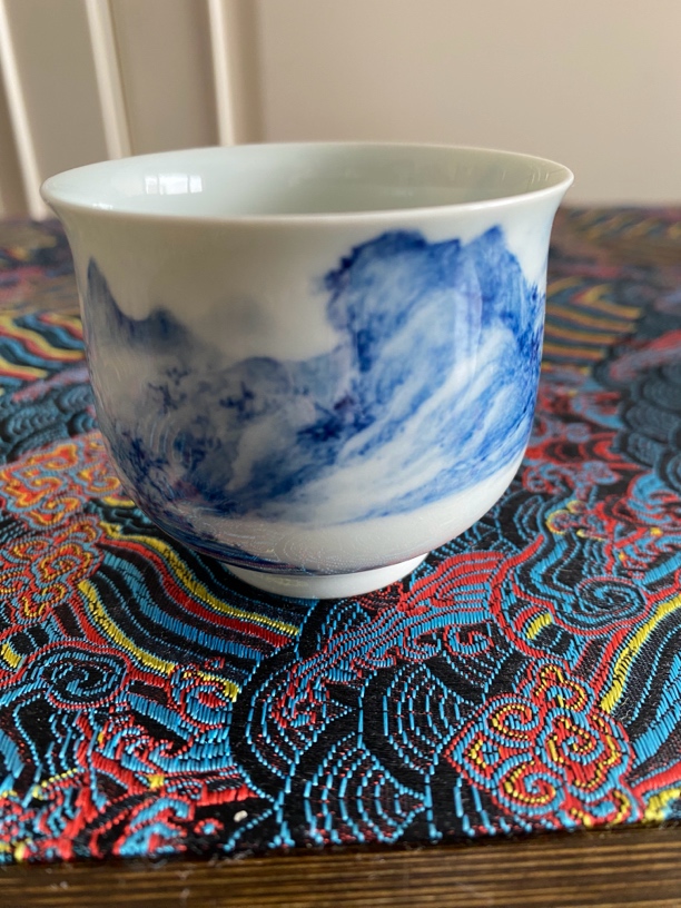 满容100毫升青花画面微瑕陶瓷可乐杯茶具主人杯纯手绘茶杯家用