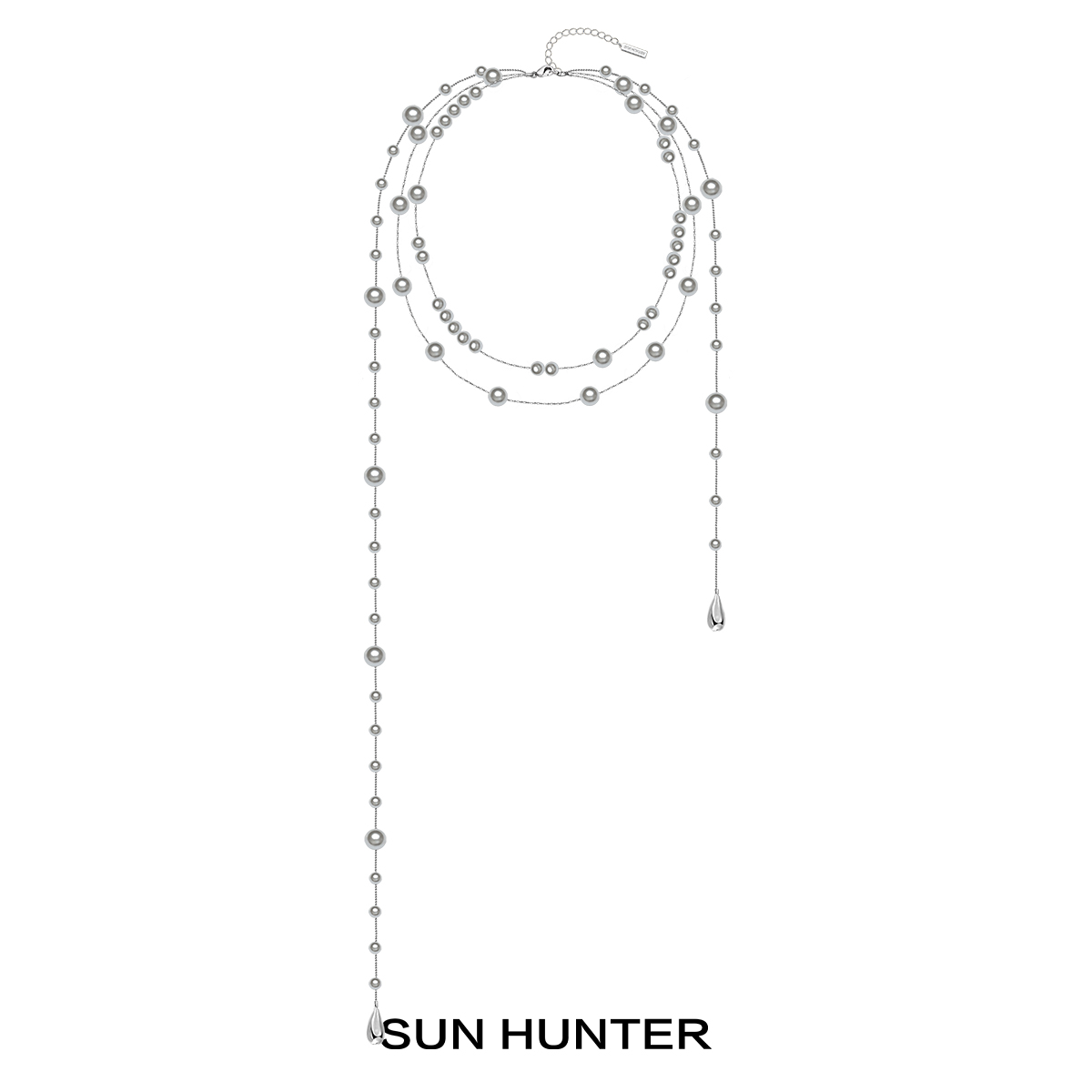 铜合金仿珍珠项链 三横SUN HUNTER原创破碎感珠珠水滴项链巴洛克