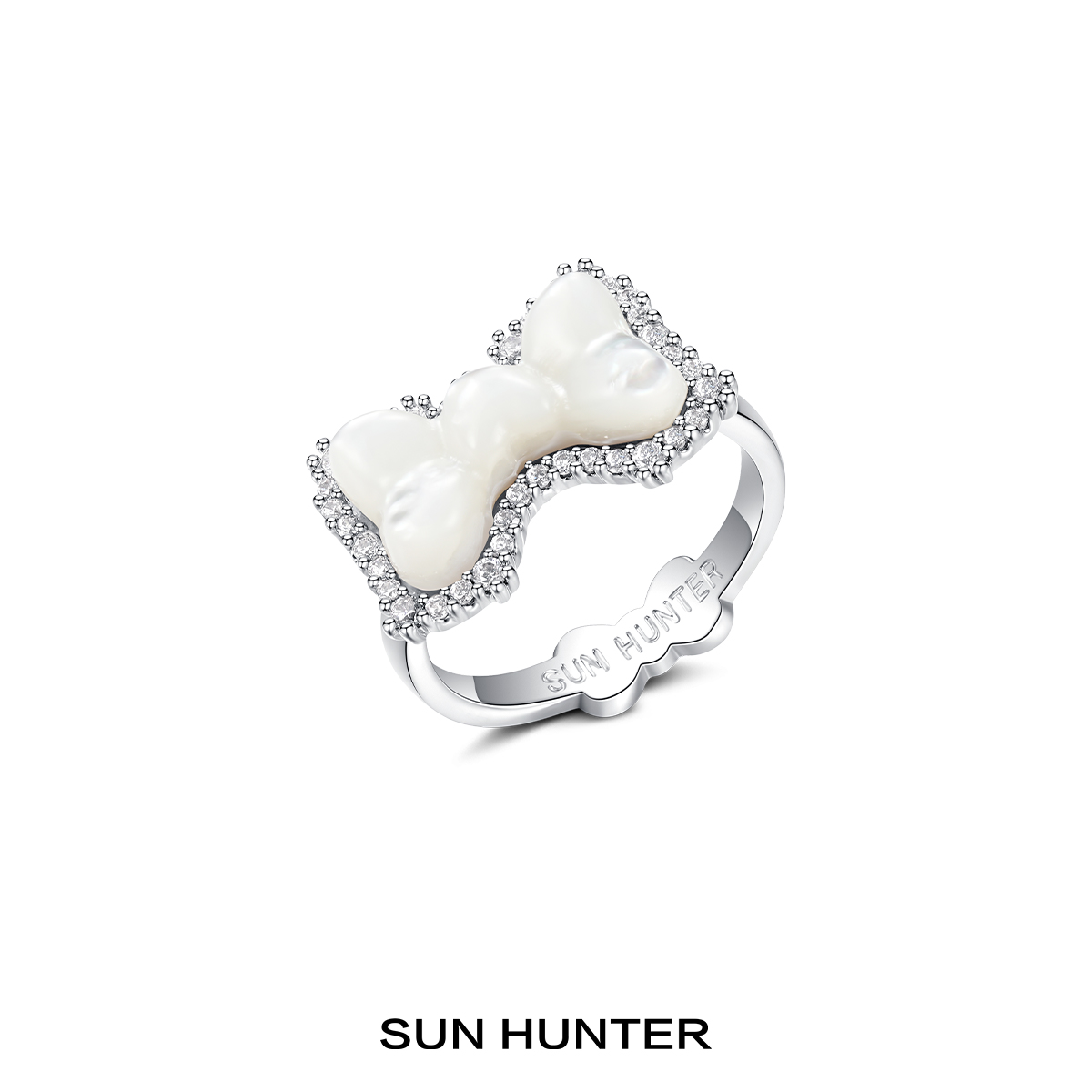 铜合金戒指 三横SUN HUNTER原创立体蝴蝶结开口戒指 甜酷轻奢饰品