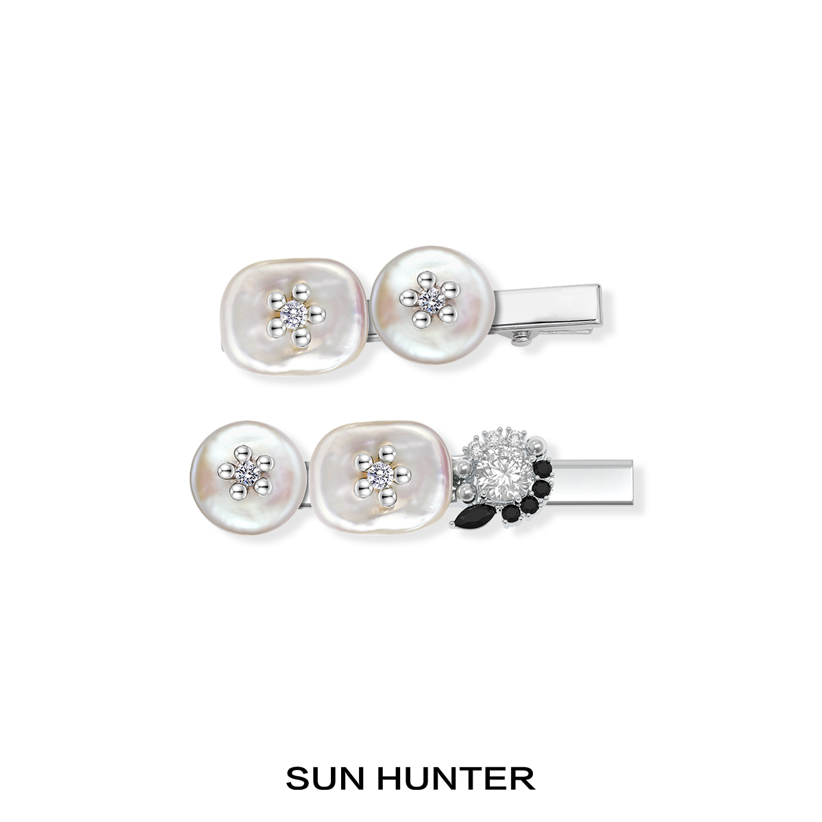 三横SUN HUNTER海岛回信原创珠珠发夹巴洛克发饰锆石刘海侧边夹女