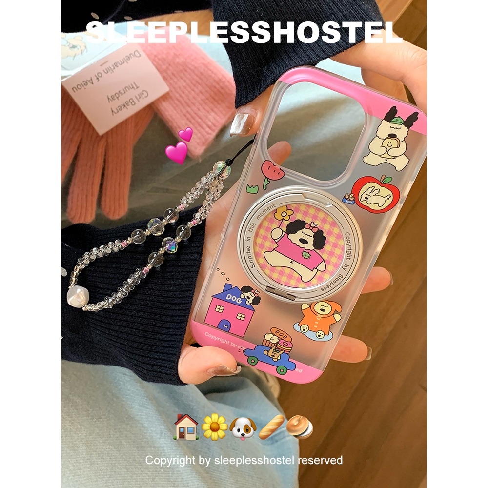 失眠招待所 可爱财狗ins风立体折叠旋转磁吸支架适用苹果17手机壳