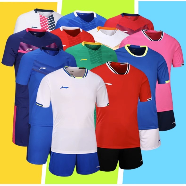 李宁儿童足球服套装学生短袖短裤套装男青少年比赛训练服小孩球衣