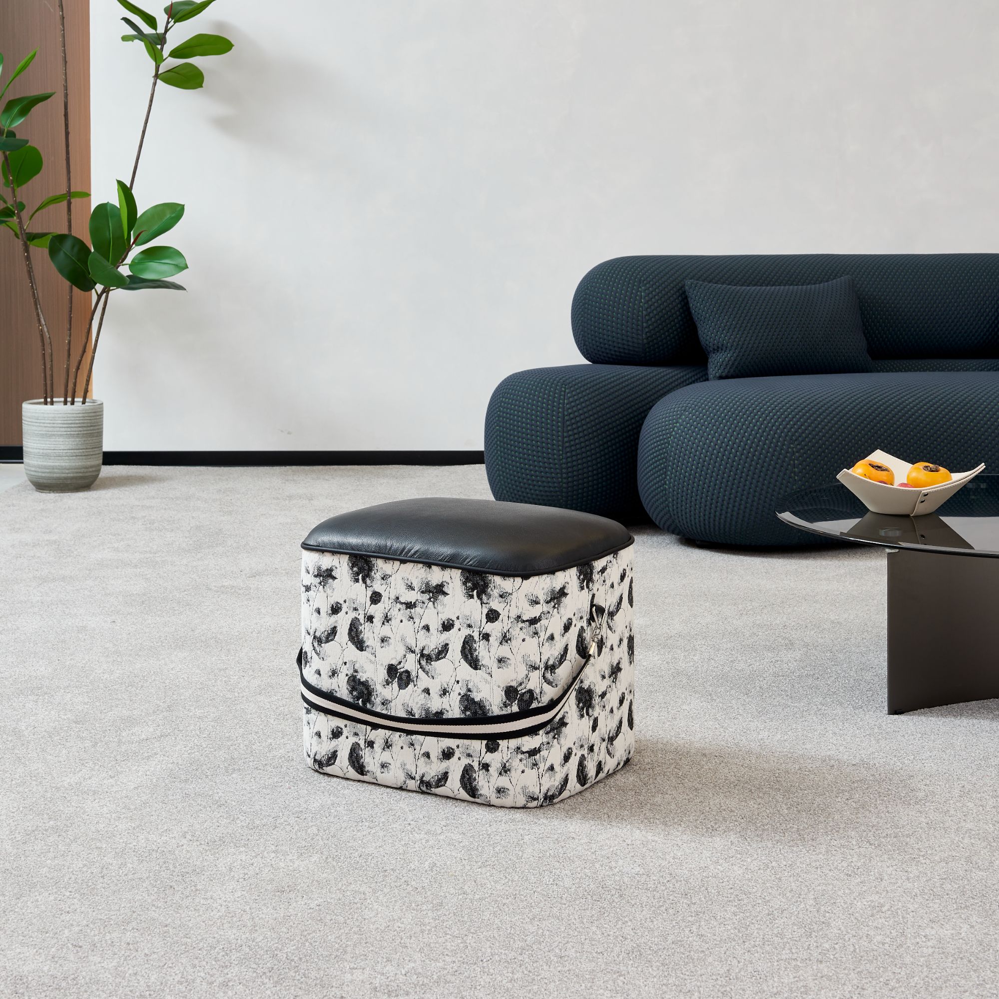 现代客厅沙发脚踏凳入户换鞋凳梳妆凳千鸟格小凳时尚创意小凳子