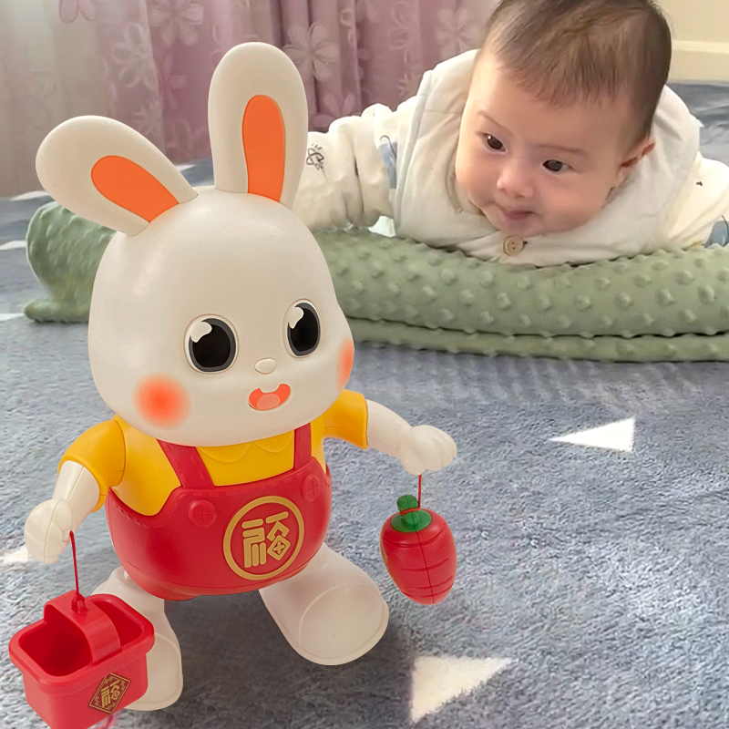 新疆包邮2023新年跳舞小福兔礼物益智练习抬头训练新生宝宝0一1岁