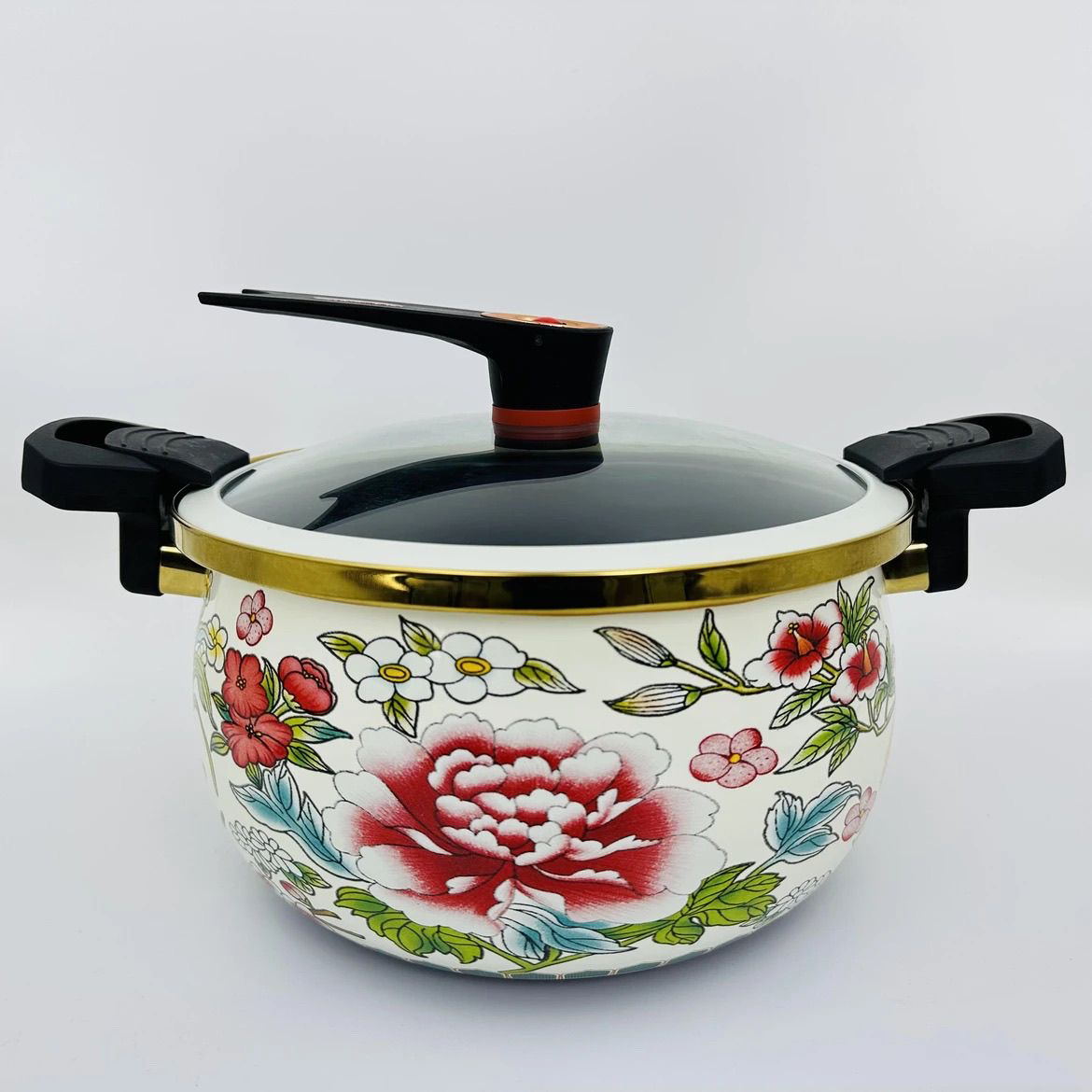 27公分珐琅搪瓷微压锅国色牡丹7升容量