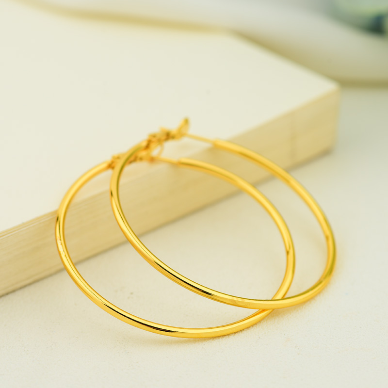 时尚百搭光面耳圈大耳圈简约气质金色个性大耳环甜美