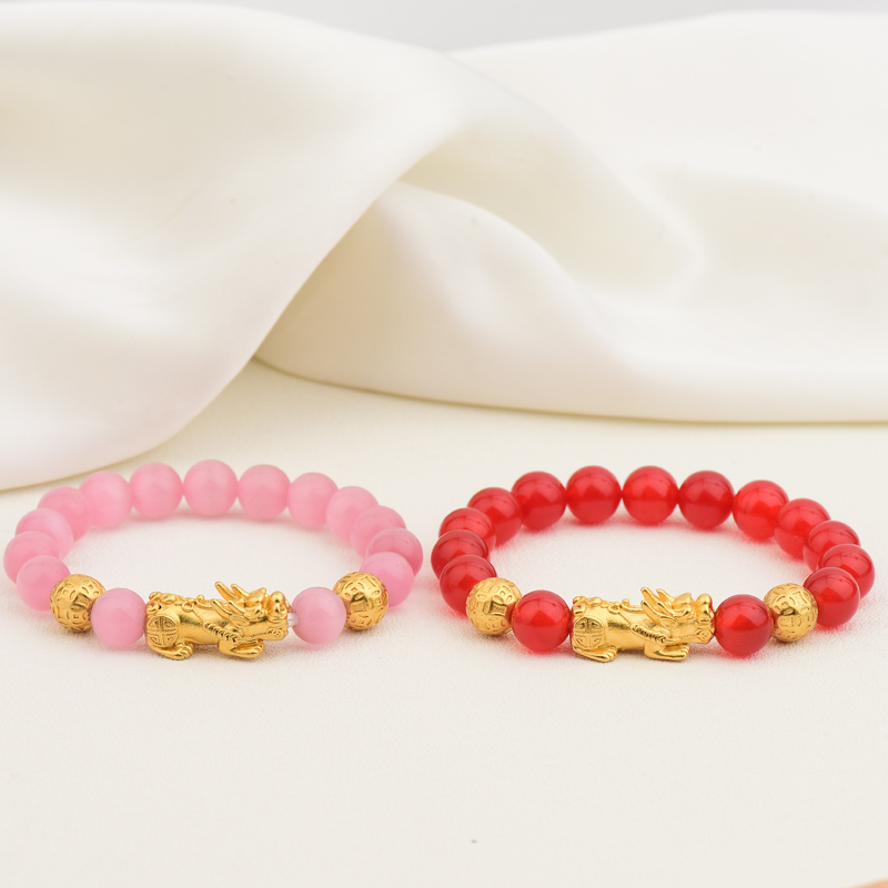 时尚貔貅弹力手串百搭甜美饰品气质经典轻奢金色