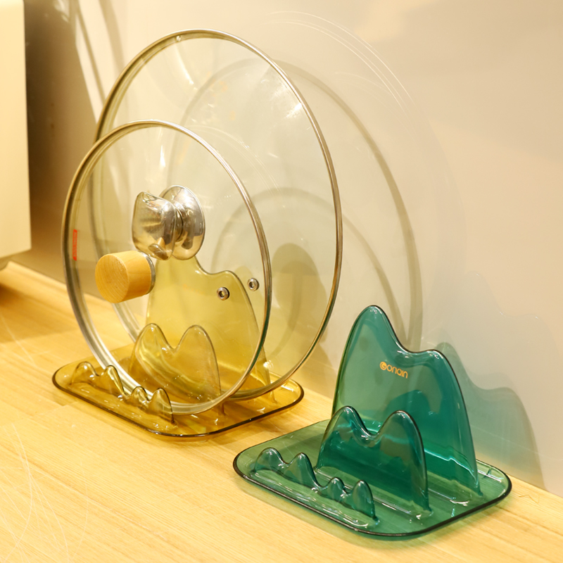 厨房锅盖架台面坐式托架带接水盘家用放案板筷子勺子防滑置物架子