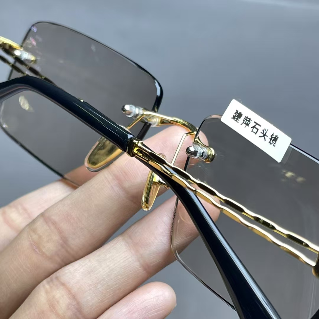 天然石头镜老料冰糖色商务石头镜