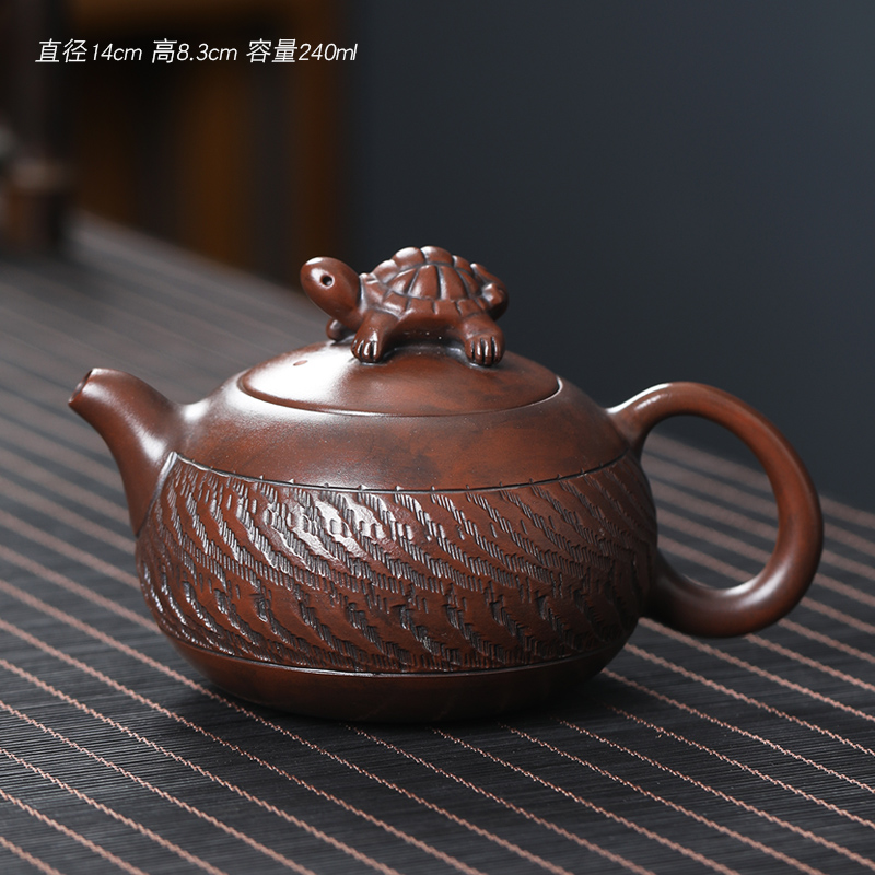 紫砂茶壶紫陶跳叨神龟西施壶功夫茶具泡茶壶泡茶器礼盒证书